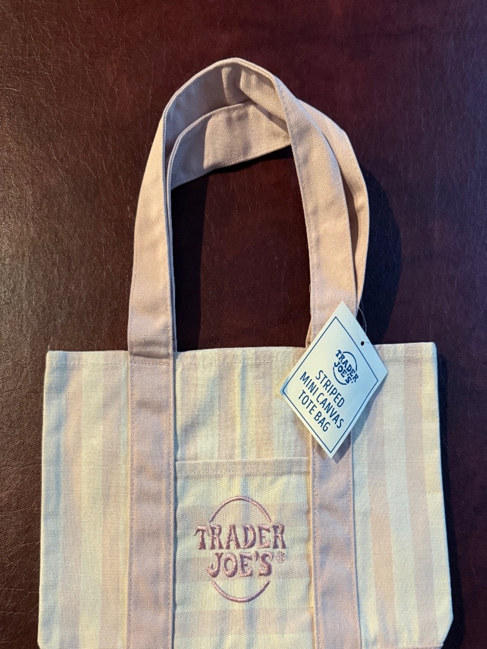 Trade Joe's mini canvas tote "Stripe" bag (Pink) Trader Joe's logo❣️